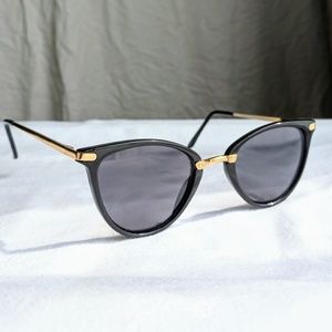 Black Cat Eye Sunnies with Gold Toned Accents